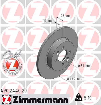 Bremsscheibe Hinterachse Zimmermann 470.2440.20 von Zimmermann