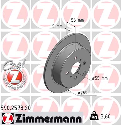 Bremsscheibe Hinterachse Zimmermann 590.2578.20 von Zimmermann