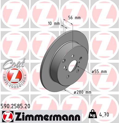 Bremsscheibe Hinterachse Zimmermann 590.2585.20 von Zimmermann