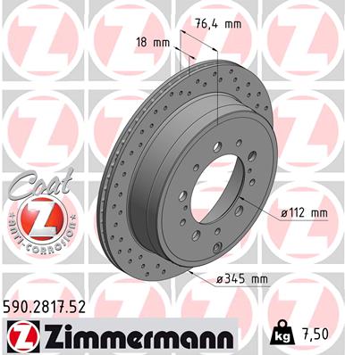 Bremsscheibe Hinterachse Zimmermann 590.2817.52 von Zimmermann