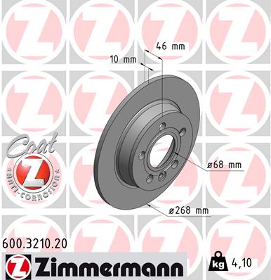 Bremsscheibe Hinterachse Zimmermann 600.3210.20 von Zimmermann