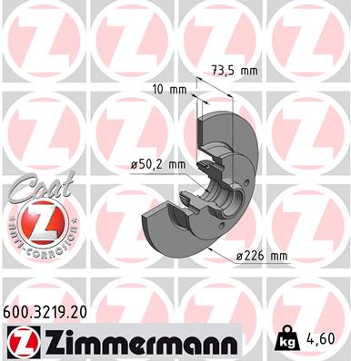 Bremsscheibe Hinterachse Zimmermann 600.3219.20 von Zimmermann