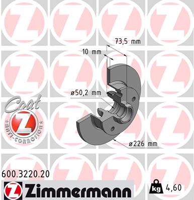 Bremsscheibe Hinterachse Zimmermann 600.3220.20 von Zimmermann