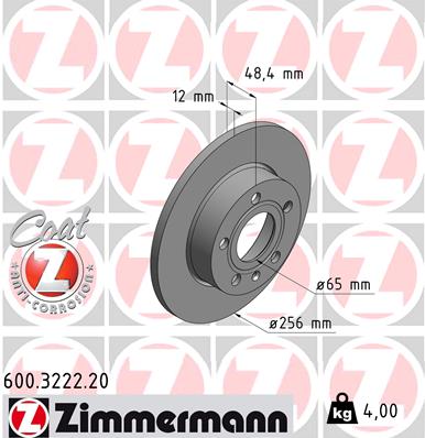 Bremsscheibe Hinterachse Zimmermann 600.3222.20 von Zimmermann