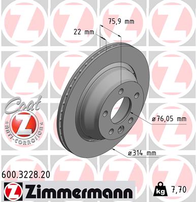 Bremsscheibe Hinterachse Zimmermann 600.3228.20 von Zimmermann