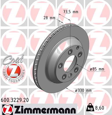 Bremsscheibe Hinterachse Zimmermann 600.3229.20 von Zimmermann