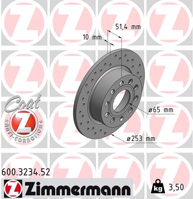 Bremsscheibe Hinterachse Zimmermann 600.3234.52 von Zimmermann