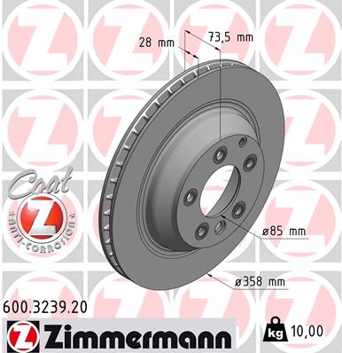 Bremsscheibe Hinterachse Zimmermann 600.3239.20 von Zimmermann