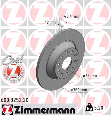 Bremsscheibe Hinterachse Zimmermann 600.3252.20 von Zimmermann