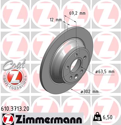 Bremsscheibe Hinterachse Zimmermann 610.3713.20 von Zimmermann