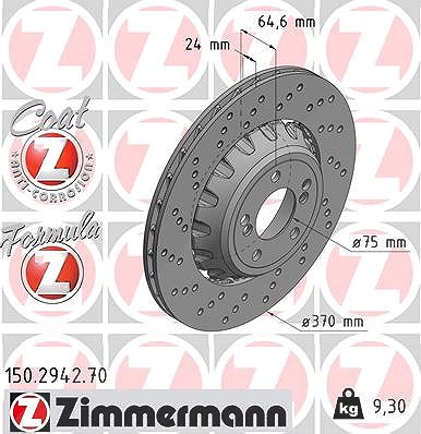 Zimmermann 1x Bremsscheibe Hinterachse links [Hersteller-Nr. 150.2942.70] für BMW von Zimmermann