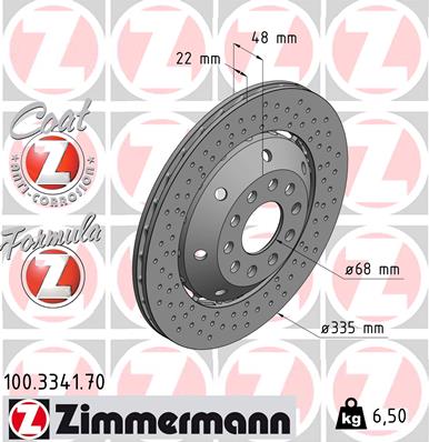 Bremsscheibe Hinterachse links Zimmermann 100.3341.70 von Zimmermann