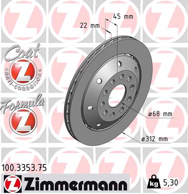 Bremsscheibe Hinterachse links Zimmermann 100.3353.75 von Zimmermann