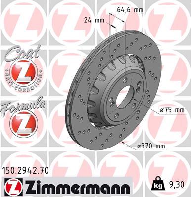 Bremsscheibe Hinterachse links Zimmermann 150.2942.70 von Zimmermann