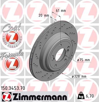 Bremsscheibe Hinterachse links Zimmermann 150.3453.70 von Zimmermann