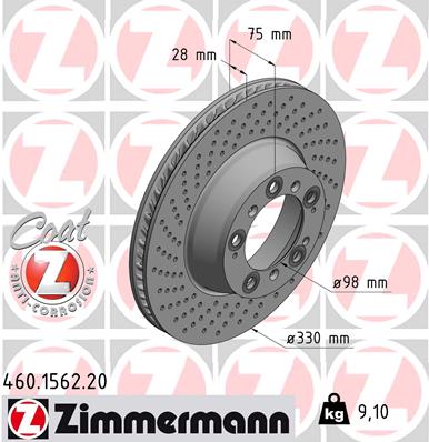 Bremsscheibe Hinterachse links Zimmermann 460.1562.20 von Zimmermann