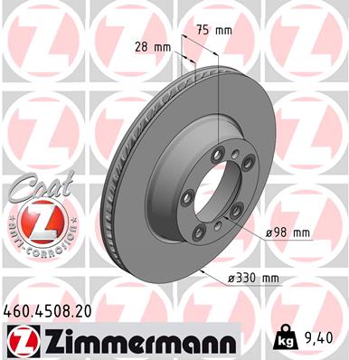 Bremsscheibe Hinterachse links Zimmermann 460.4508.20 von Zimmermann