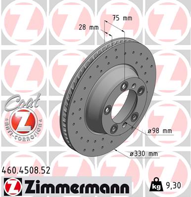 Bremsscheibe Hinterachse links Zimmermann 460.4508.52 von Zimmermann