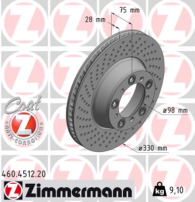 Bremsscheibe Hinterachse links Zimmermann 460.4512.20 von Zimmermann