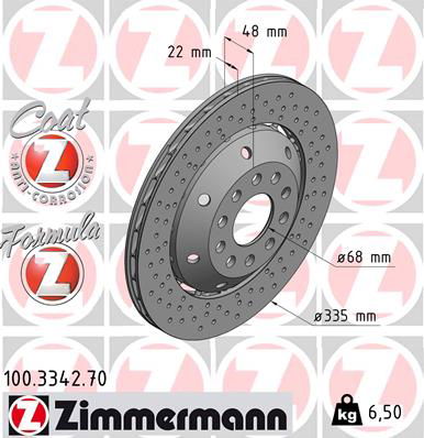 Bremsscheibe Hinterachse rechts Zimmermann 100.3342.70 von Zimmermann