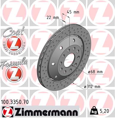 Bremsscheibe Hinterachse rechts Zimmermann 100.3350.70 von Zimmermann