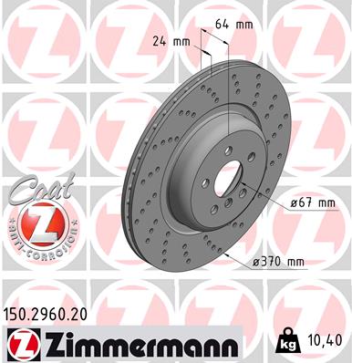 Bremsscheibe Hinterachse rechts Zimmermann 150.2960.20 von Zimmermann