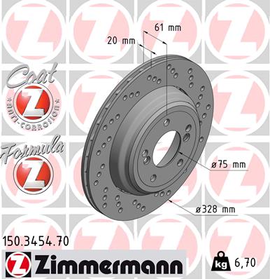 Bremsscheibe Hinterachse rechts Zimmermann 150.3454.70 von Zimmermann