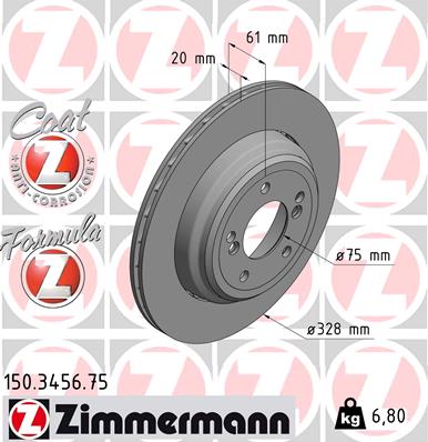 Bremsscheibe Hinterachse rechts Zimmermann 150.3456.75 von Zimmermann