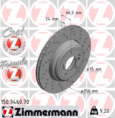 Bremsscheibe Hinterachse rechts Zimmermann 150.3460.70 von Zimmermann