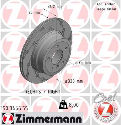 Bremsscheibe Hinterachse rechts Zimmermann 150.3466.55 von Zimmermann