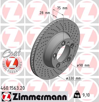 Bremsscheibe Hinterachse rechts Zimmermann 460.1563.20 von Zimmermann