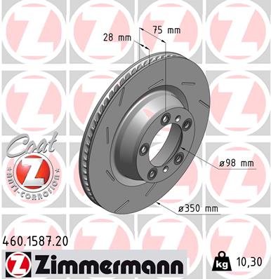 Bremsscheibe Hinterachse rechts Zimmermann 460.1587.20 von Zimmermann