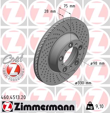 Bremsscheibe Hinterachse rechts Zimmermann 460.4513.20 von Zimmermann