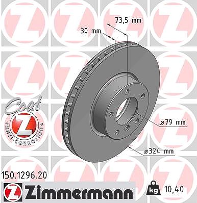 Zimmermann Bremsscheibe Vorderachse Belüftet [Hersteller-Nr. 150.1296.20] für BMW von Zimmermann