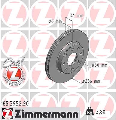 Zimmermann Bremsscheibe Vorderachse Belüftet [Hersteller-Nr. 185.3952.20] für Chevrolet, Gm Korea von Zimmermann