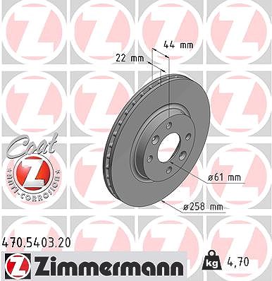 Zimmermann Bremsscheibe Vorderachse Belüftet [Hersteller-Nr. 470.5403.20] für Dacia, Renault, Smart von Zimmermann