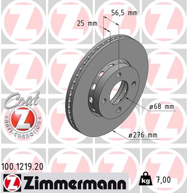 Bremsscheibe Vorderachse Zimmermann 100.1219.20 von Zimmermann