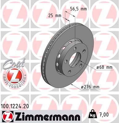 Bremsscheibe Vorderachse Zimmermann 100.1224.20 von Zimmermann