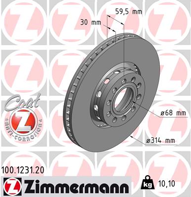 Bremsscheibe Vorderachse Zimmermann 100.1231.20 von Zimmermann