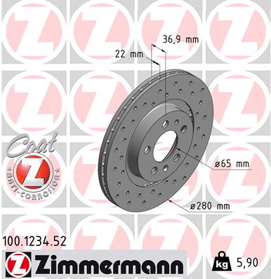 Bremsscheibe Vorderachse Zimmermann 100.1234.52 von Zimmermann