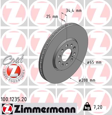 Bremsscheibe Vorderachse Zimmermann 100.1235.20 von Zimmermann