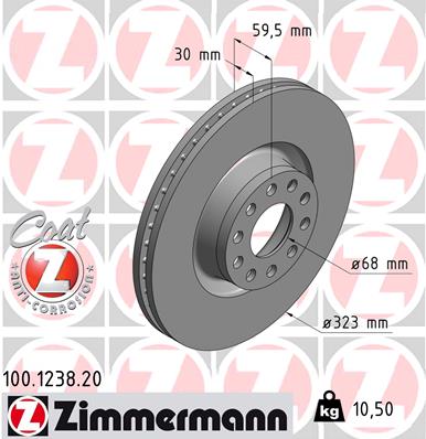 Bremsscheibe Vorderachse Zimmermann 100.1238.20 von Zimmermann