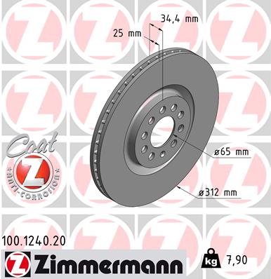 Bremsscheibe Vorderachse Zimmermann 100.1240.20 von Zimmermann