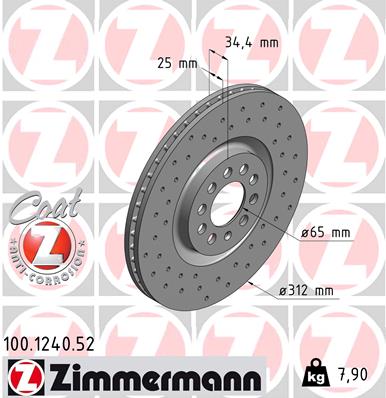 Bremsscheibe Vorderachse Zimmermann 100.1240.52 von Zimmermann