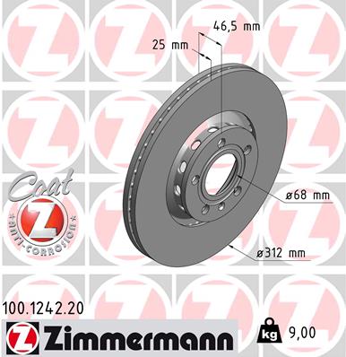 Bremsscheibe Vorderachse Zimmermann 100.1242.20 von Zimmermann