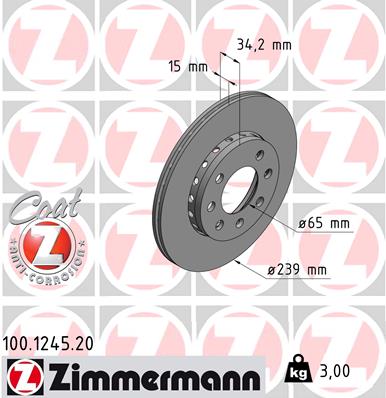 Bremsscheibe Vorderachse Zimmermann 100.1245.20 von Zimmermann