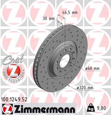 Bremsscheibe Vorderachse Zimmermann 100.1249.52 von Zimmermann