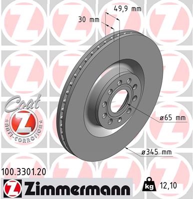 Bremsscheibe Vorderachse Zimmermann 100.3301.20 von Zimmermann