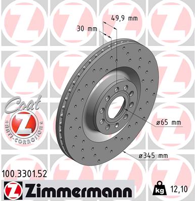 Bremsscheibe Vorderachse Zimmermann 100.3301.52 von Zimmermann