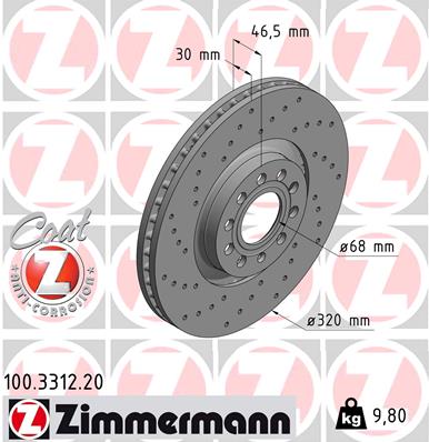 Bremsscheibe Vorderachse Zimmermann 100.3312.20 von Zimmermann